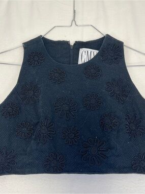 Carmen Marc Valvo 90s Black Soutache Crop Top Size XS / S